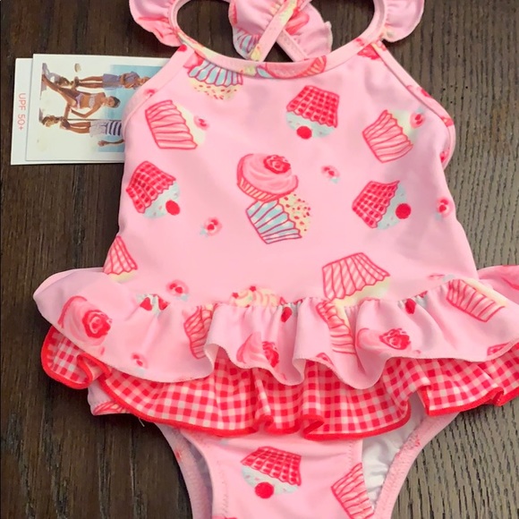 Sunuva Baby Girls Cupcake Frill Swimsuit 3-6 Mo - Picture 2 of 5